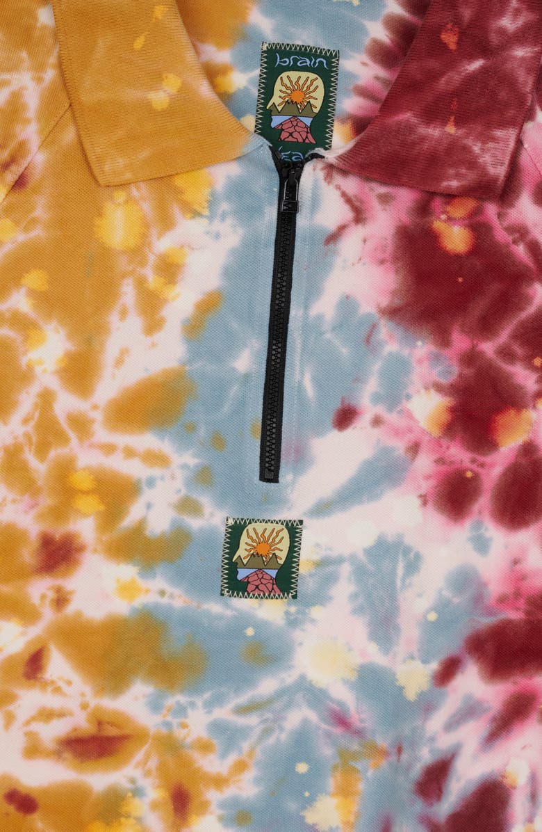 Brain Dead Tie Dye Cotton Pique Polo, Alternate, color, Terracotta