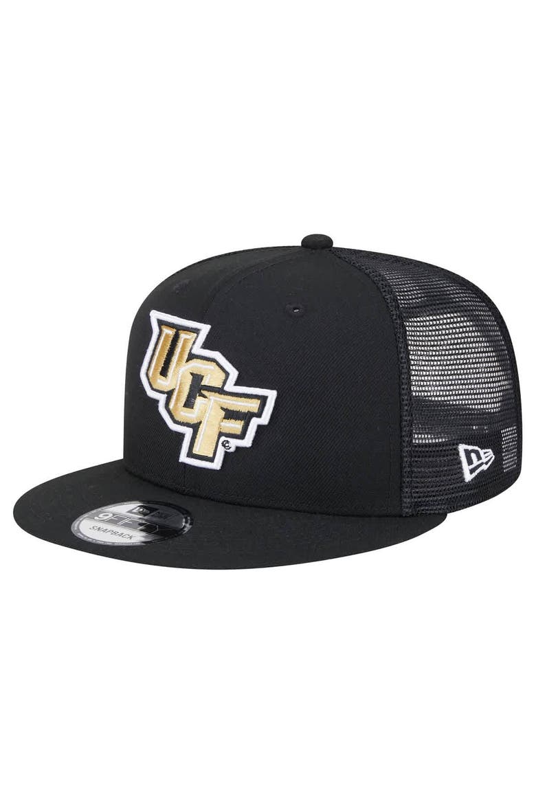 Men's New Era Black UCF Knights Trucker 9FIFTY Snapback Hat, Main, color, Black