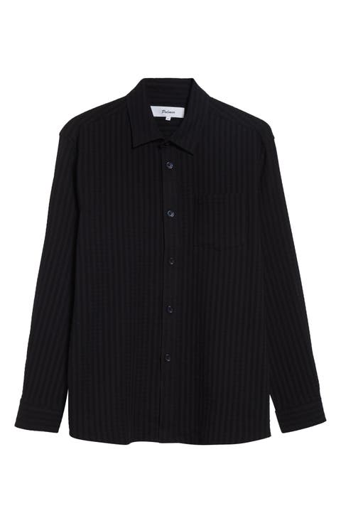 Relaxed Stretch Cotton Button-Up Shirt