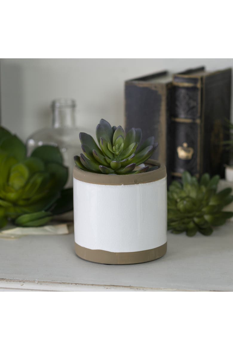 Ceramic White Color Block Planter, 5 Inch Decorative Ceramic Planter, Alternate, color, White