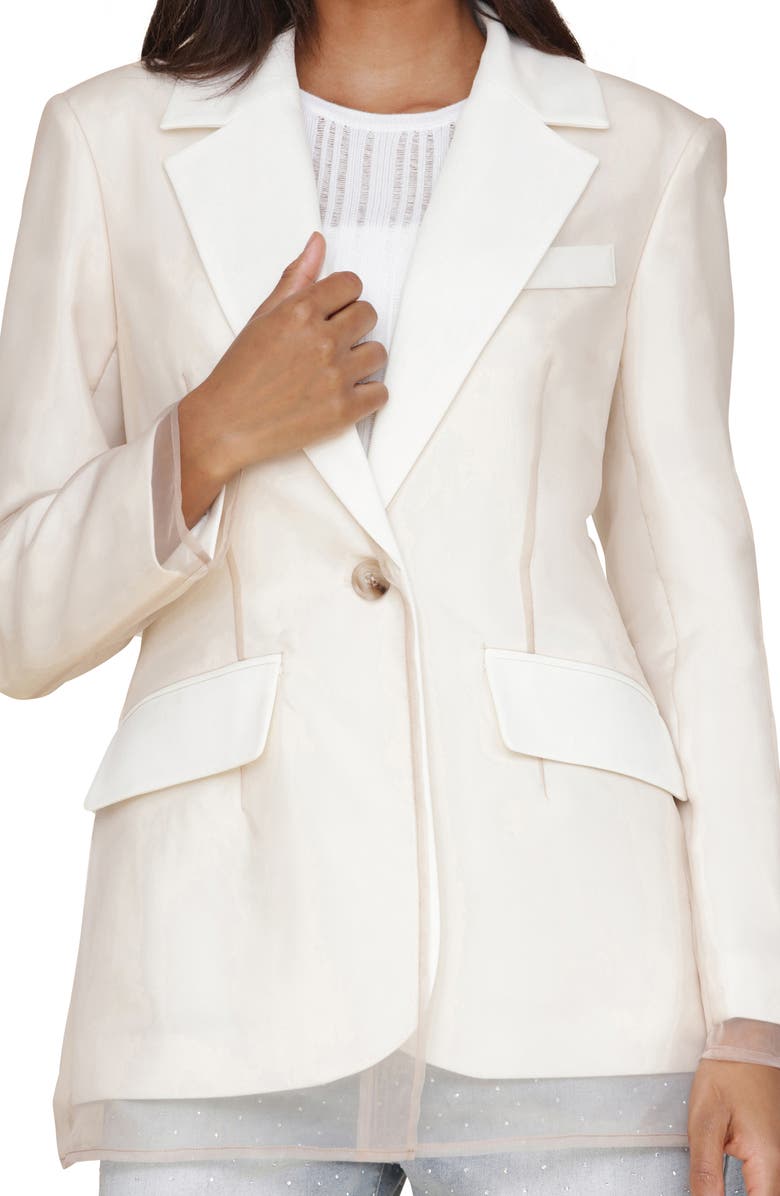 Avec Les Filles Sheer Overlay Blazer, Alternate, color, Off White Taupe