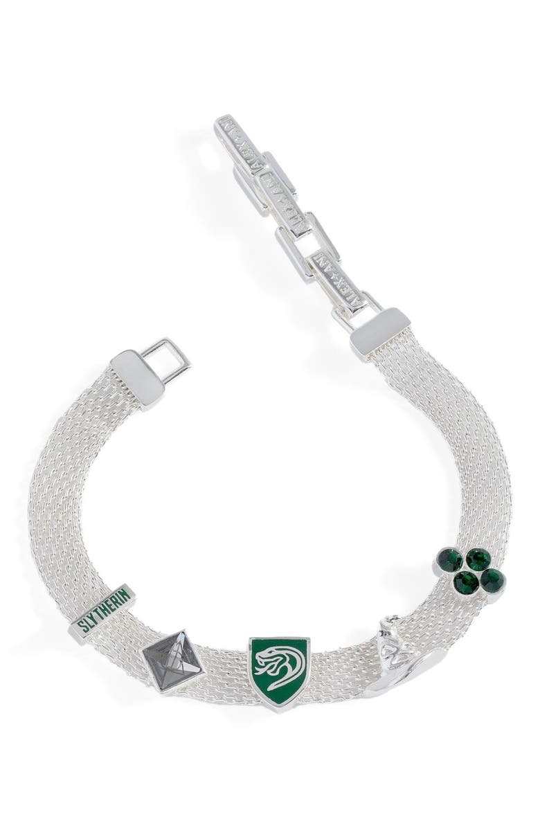 Alex and Ani Harry Potter<sup>™</sup> Slytherin Mesh Charm Bracelet, Main, color, 