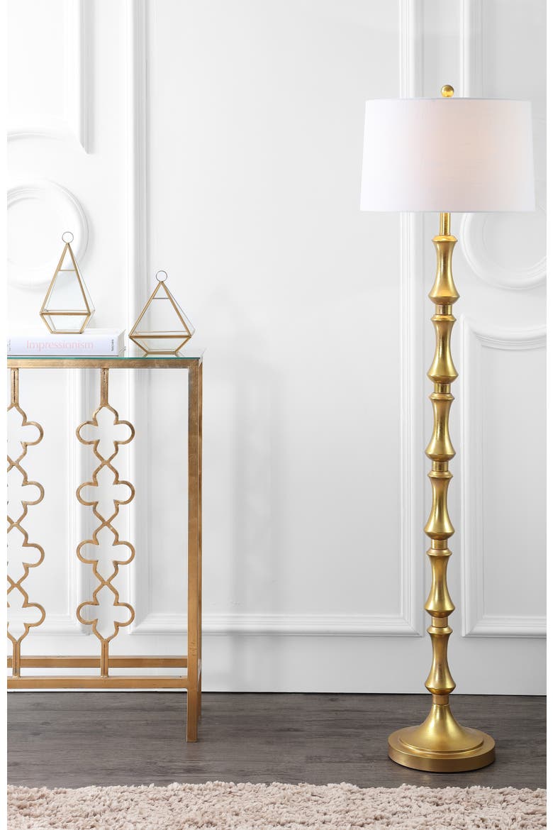 Jaxon 62.5" Traditional Glam Metal LED Floor Lamp, Gold Painting, Alternate, color, Gold Painting