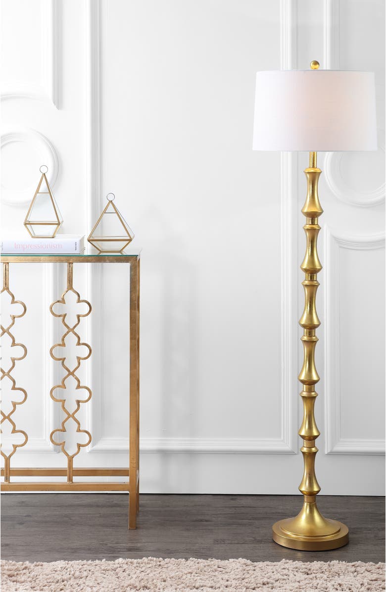 JONATHAN Y Jaxon 62.5" Traditional Glam Metal LED Floor Lamp, Gold Painting, Alternate, color, Gold Painting