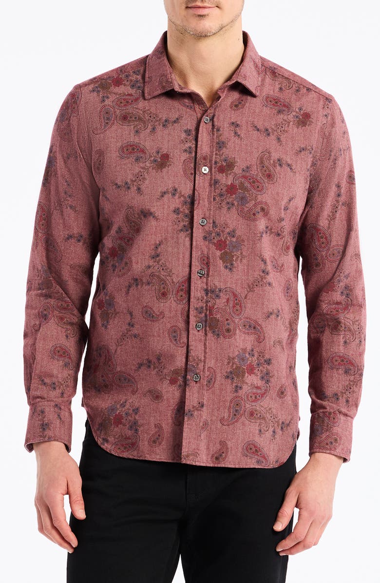 Robert Graham Minetta Paisley Button-Up Shirt, Main, color, Red