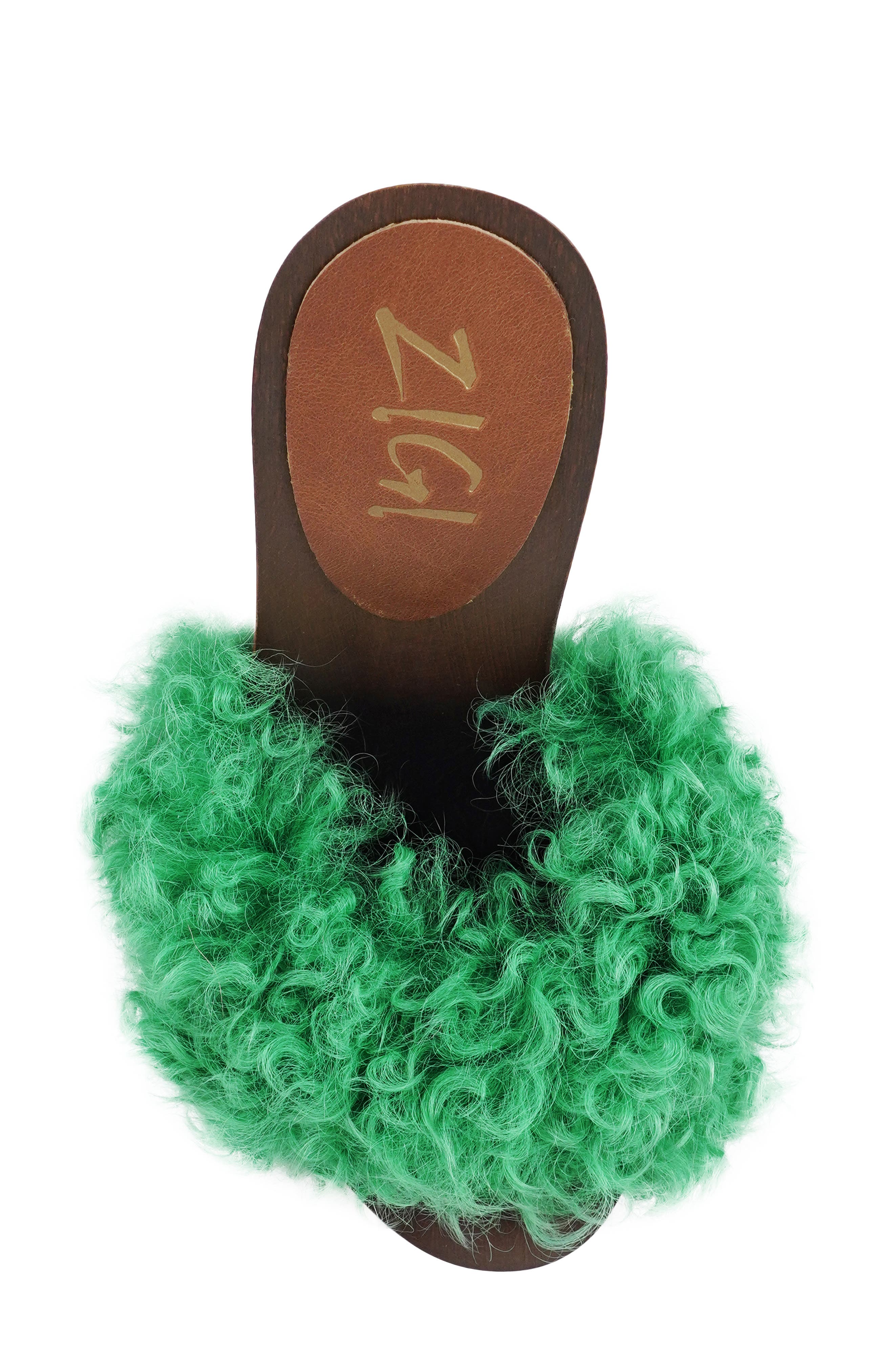 Genuine Shearling Platform Sandal, Alternate, color, GREEN FUR