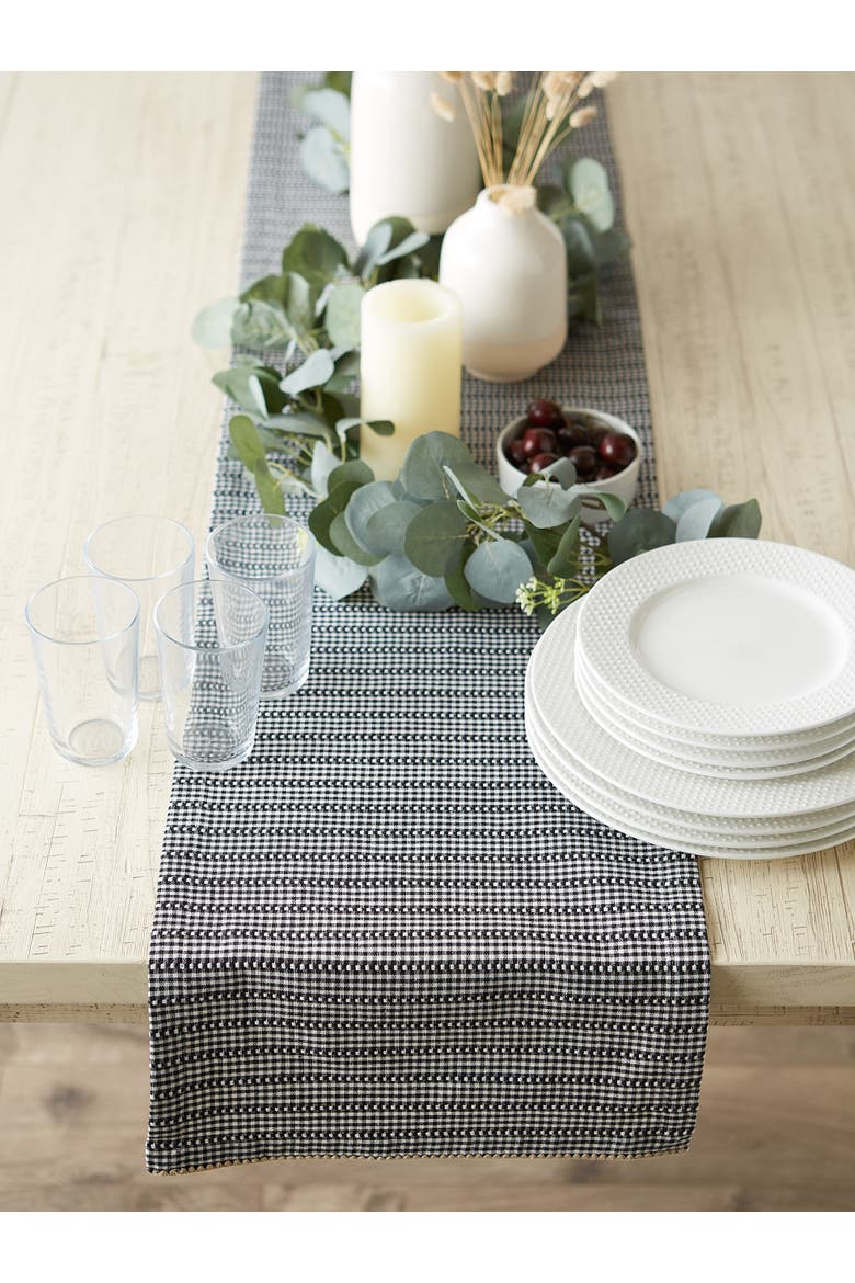 Black Farmhouse Gingham Table Runner 14x72, Alternate, color, Black
