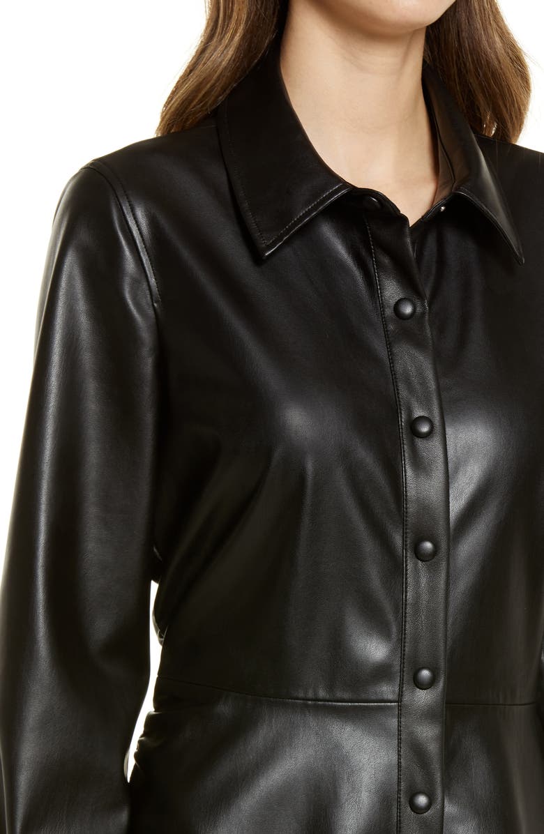 Halogen<sup>®</sup> Faux Leather Long Sleeve Shirtdress, Alternate, color, 