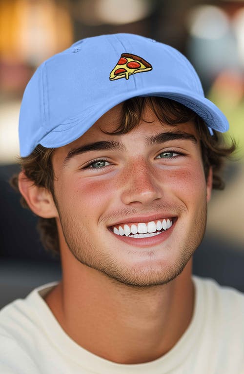 Dalix Pizza Slice Embroidered Dad Hat In Light Blue