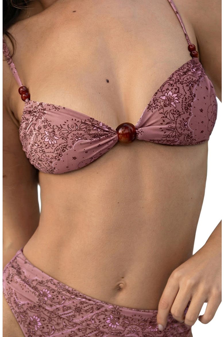 Floral Beaded Bikini Top, Alternate, color, PINK