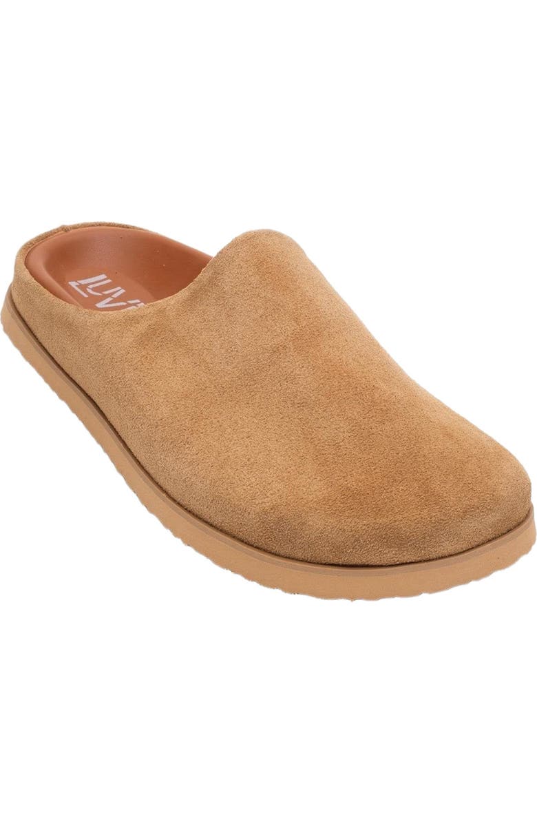 Forever & Always Shoes Space Suede Leather Slide Sandal, Main, color, Cognac Leather