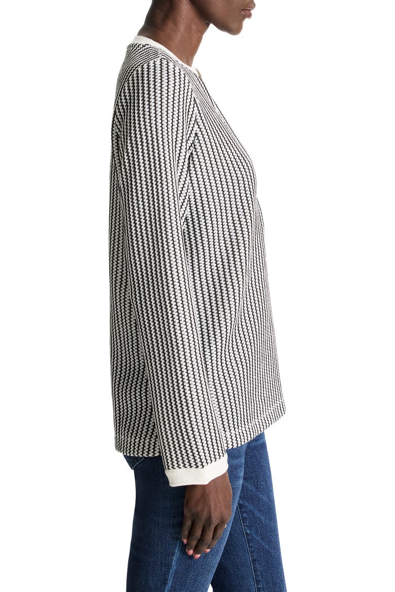 Zigzag Split Neck Knit Top, Alternate, color, INDIGO MULTI