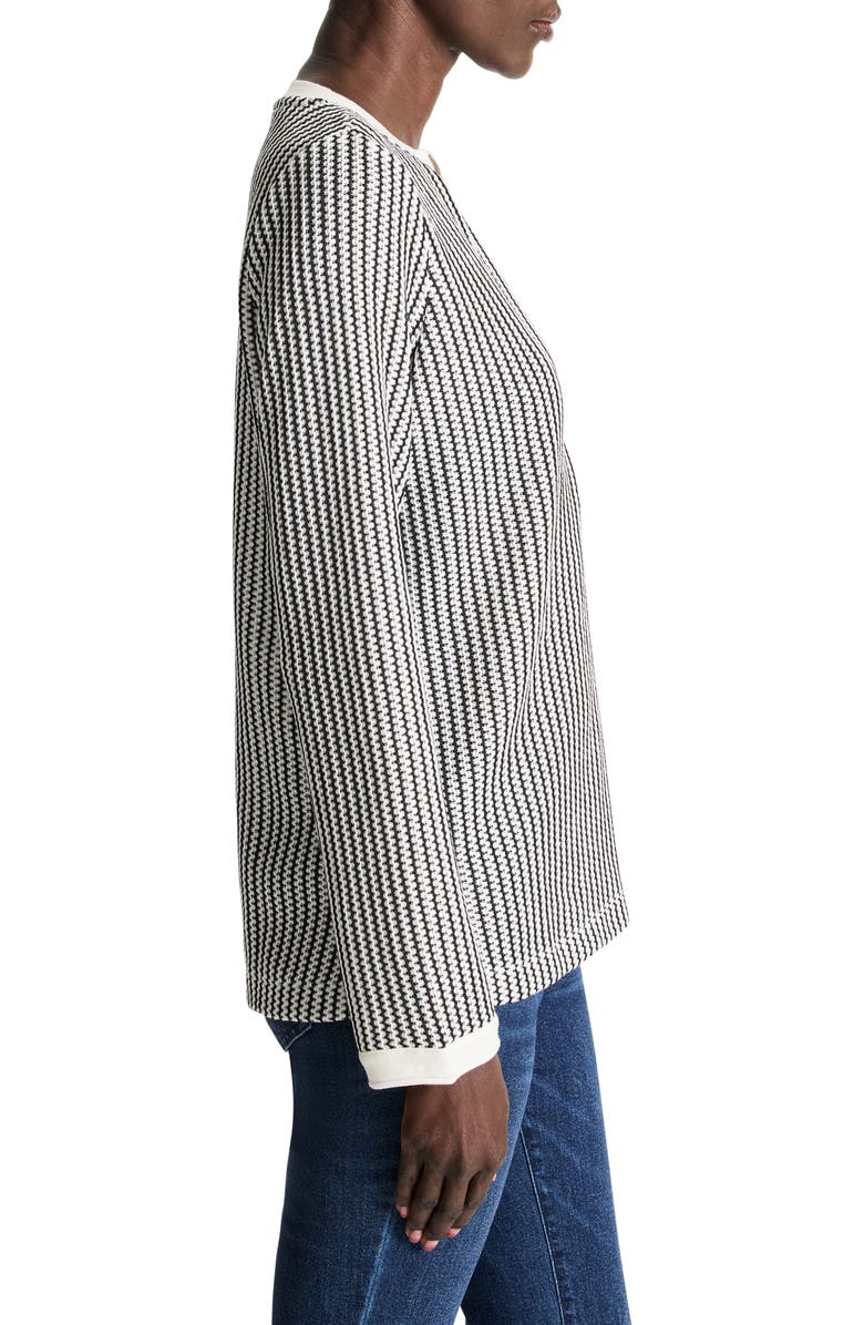 NIC+ZOE Zigzag Split Neck Knit Top, Alternate, color, Indigo Multi