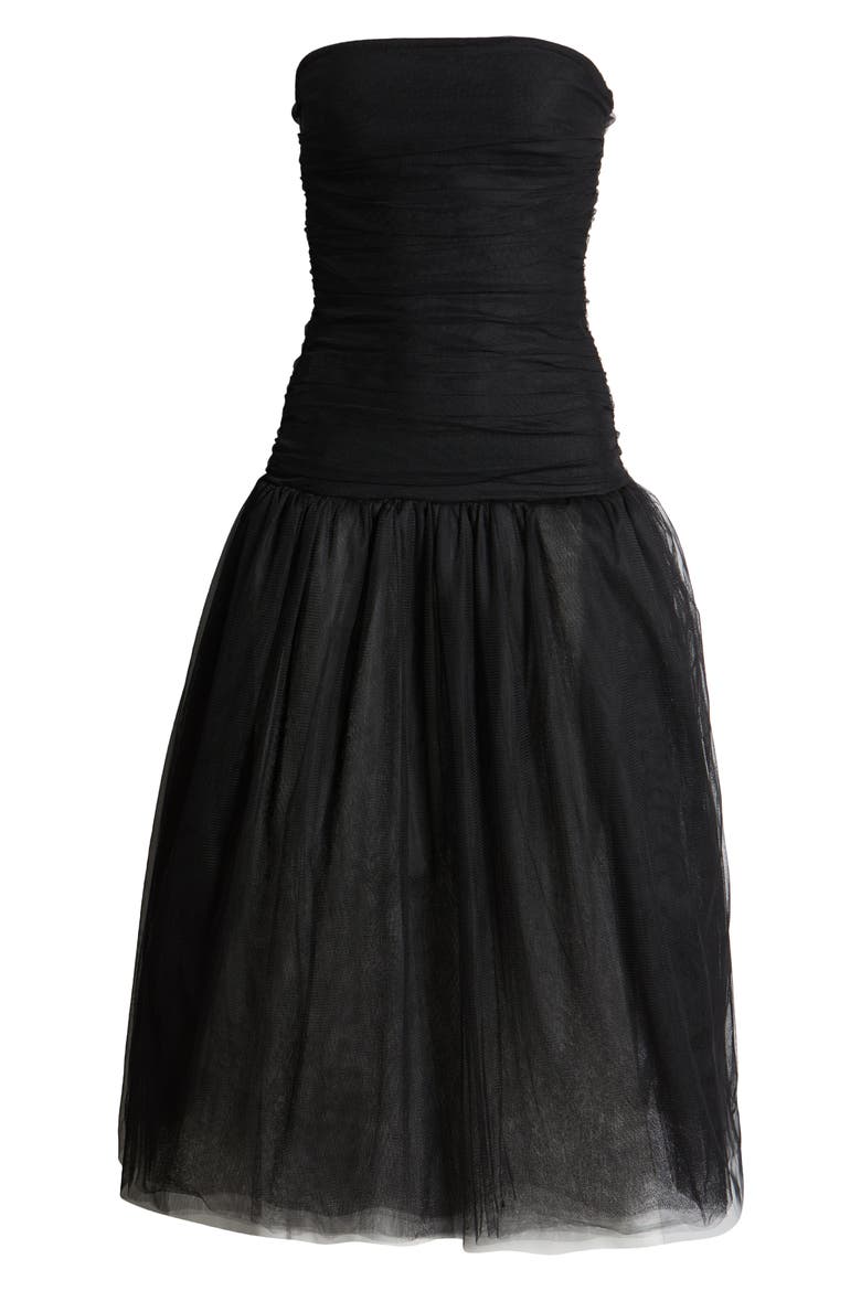 Strapless Tulle Cocktail Dress, Alternate, color, BLACK