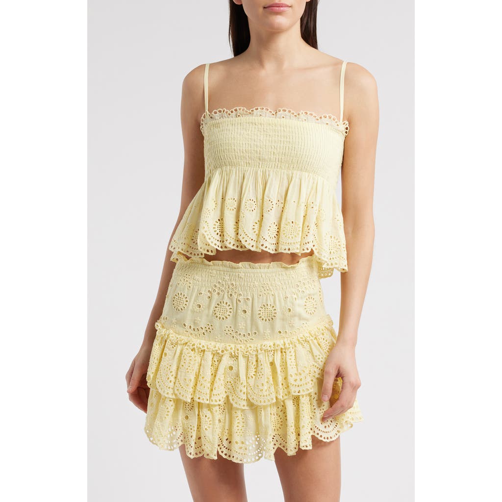 Loveshackfancy Condie Smocked Scalloped Camisole In Citron
