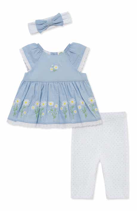 Little Me Daisy Border Top, Leggings & Headband Set