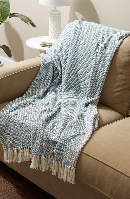 Design Imports Tassel Woven Cotton Throw Blanket In Blue