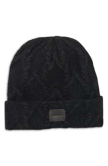 Allsaints Cable Knit Beanie In Black