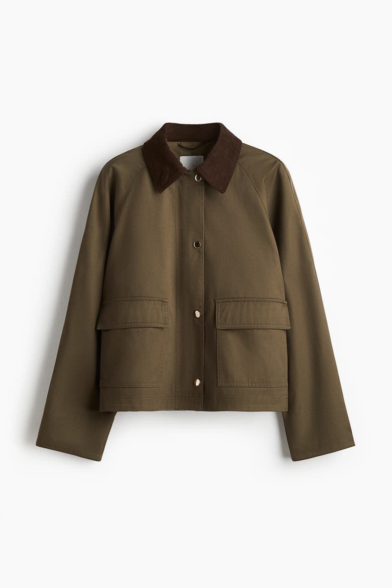 Jacket With Corduroy Collar, Alternate, color, Dark khaki green