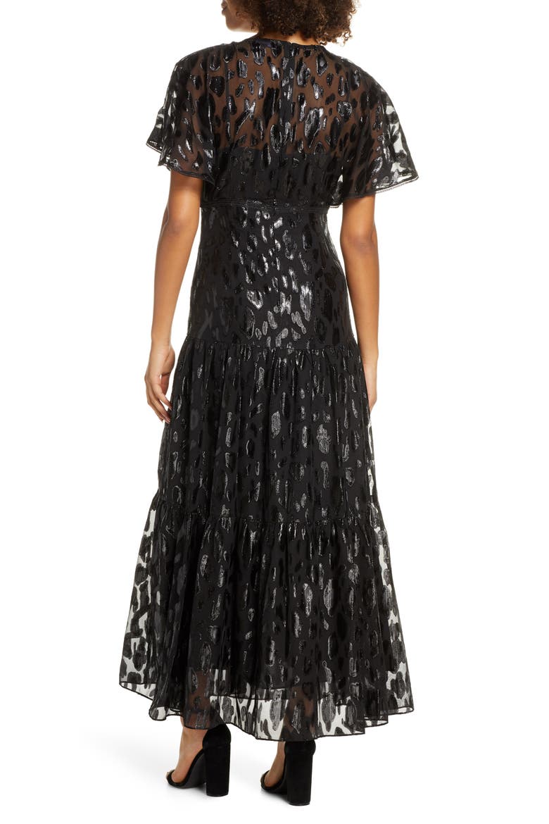 Animal Jacquard Maxi Dress, Alternate, color, BLACK