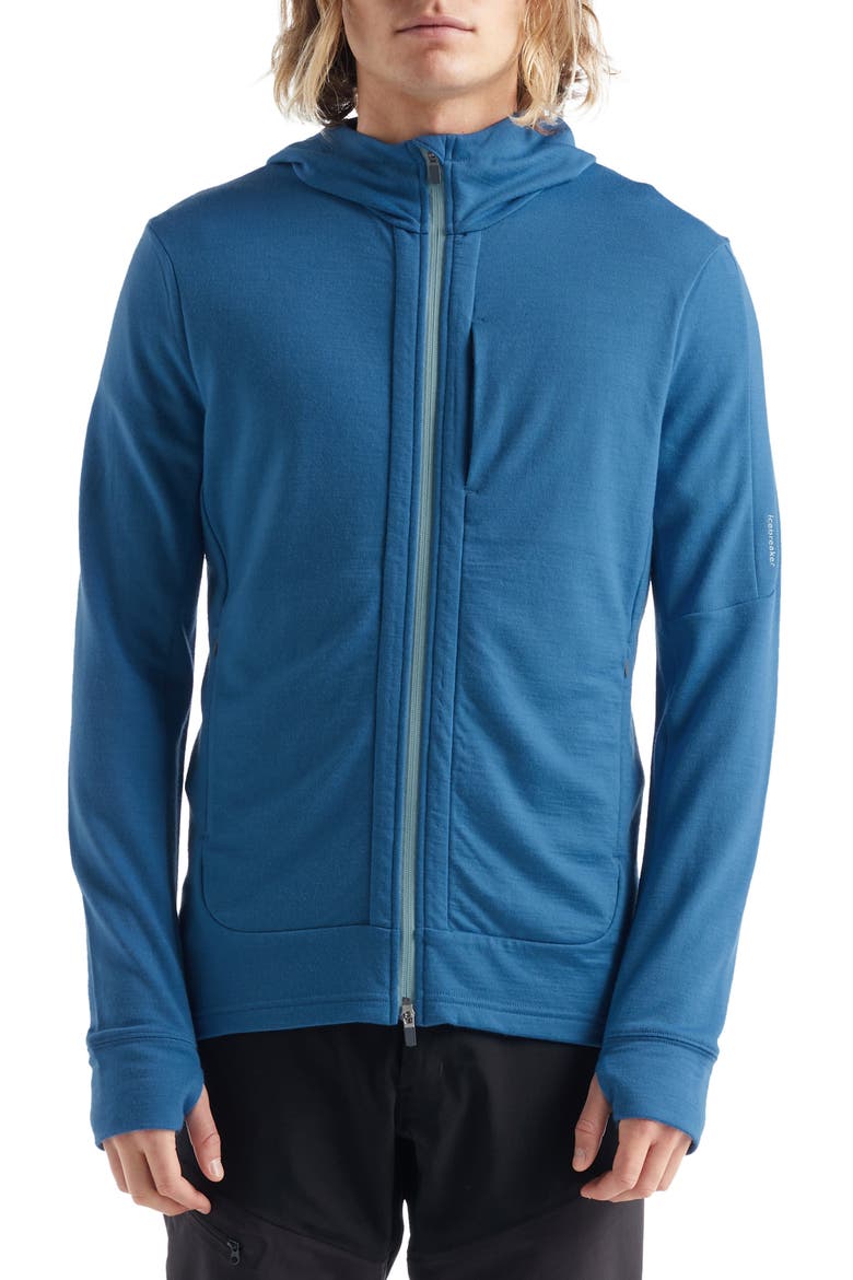 Quantum III Merino Wool Zip Hoodie, Main, color, AZUL/ HAZE