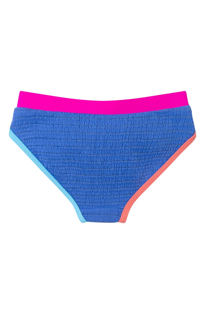 Andy & Evan Kids' Metallic Textured Short Sleeve Two-Piece Rashguard Swimsuit, Alternate, color,