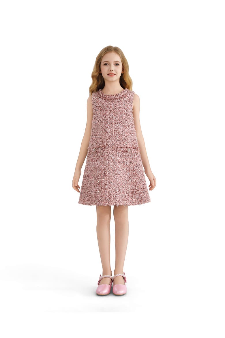 Tweed Sequin Shift Dress, Alternate, color, Pink