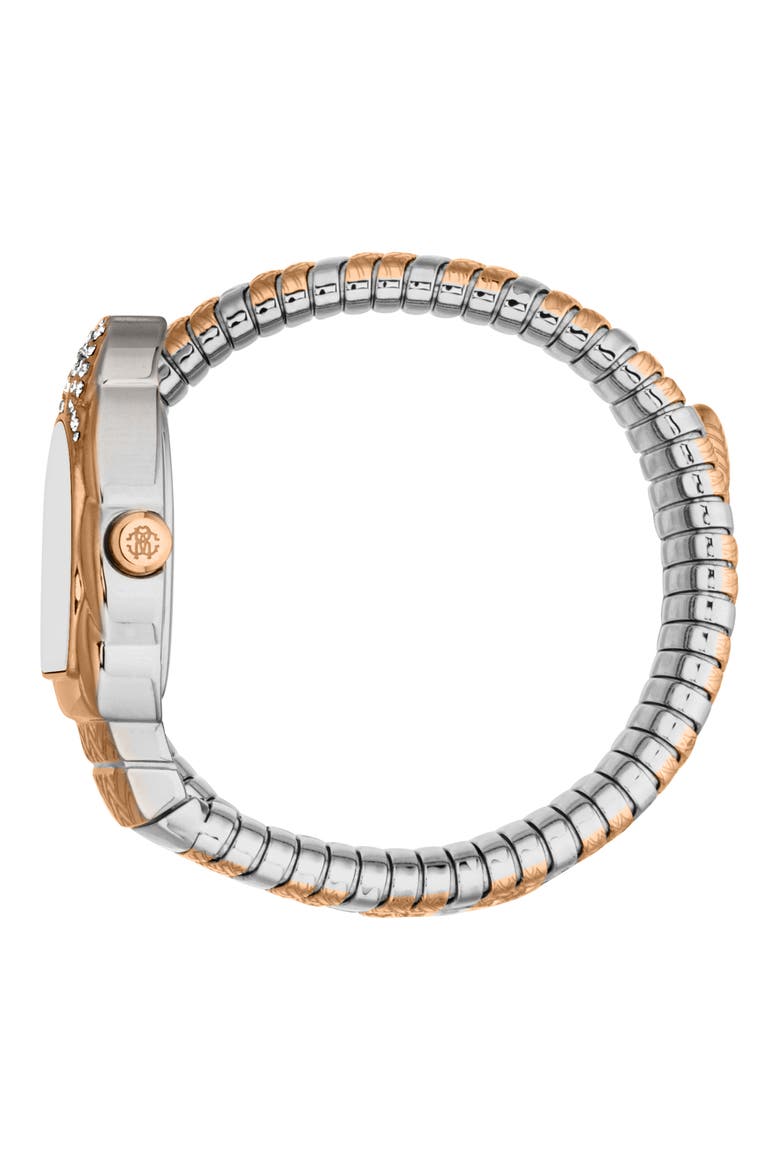 Aurora Snake Wraparound Bracelet Watch, 24mm x 30mm, Alternate, color, TWO TONE SILVER / ROSE GOLD COLOR