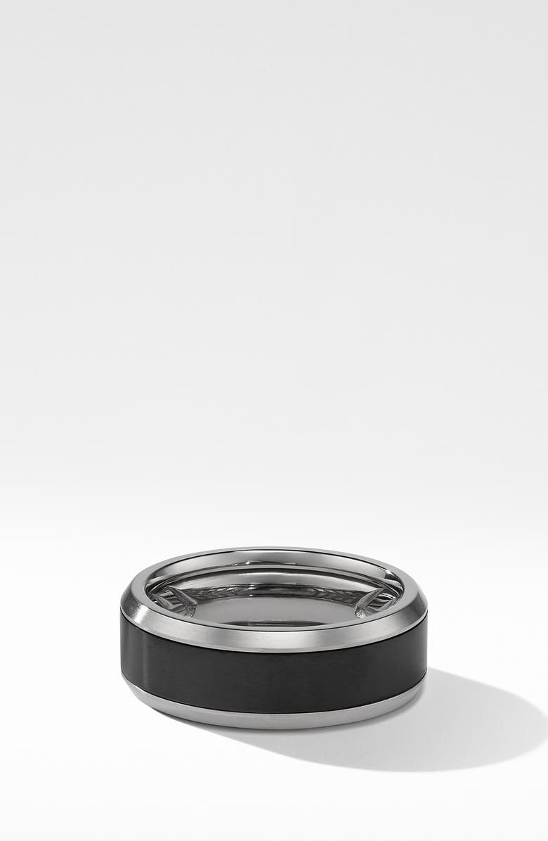 David Yurman Beveled Titanium Band Ring, Main, color, Grey Titanium/ Black Titanium