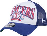 New Era Men's New Era White/Royal Texas Rangers Trucker A-Frame 9FORTY Adjustable Hat