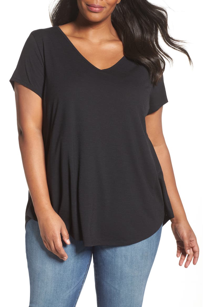 V-Neck Swing Tee, Main, color, BLACK