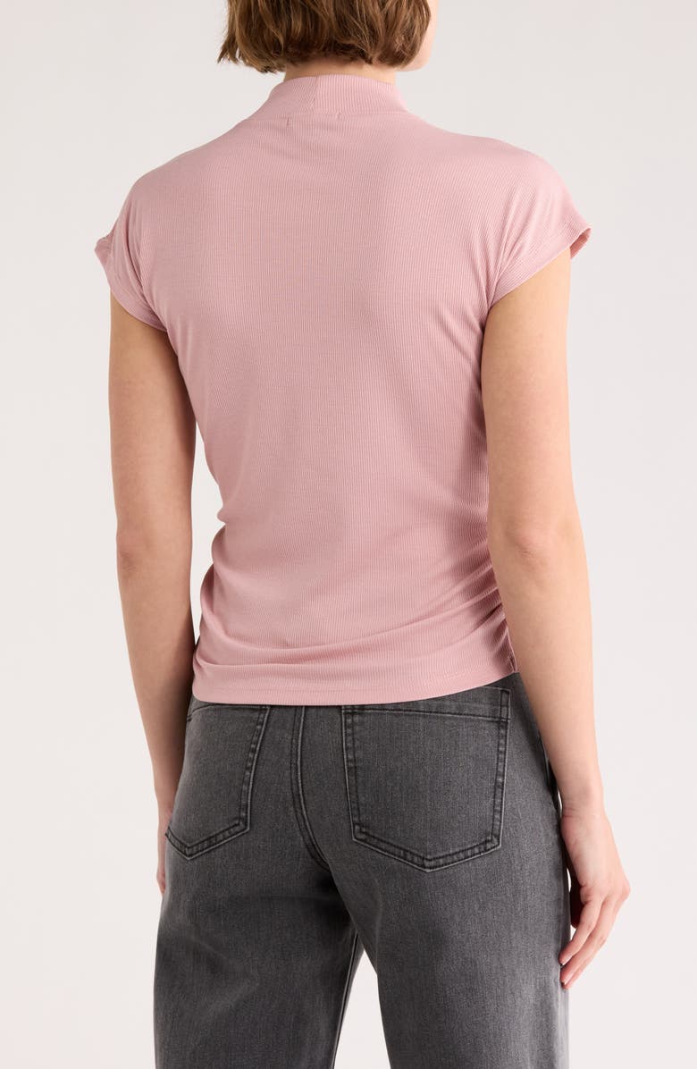 Sanctuary Cap Sleeve Ribbed Crossover T-Shirt, Alternate, color, Misty Rose Pink