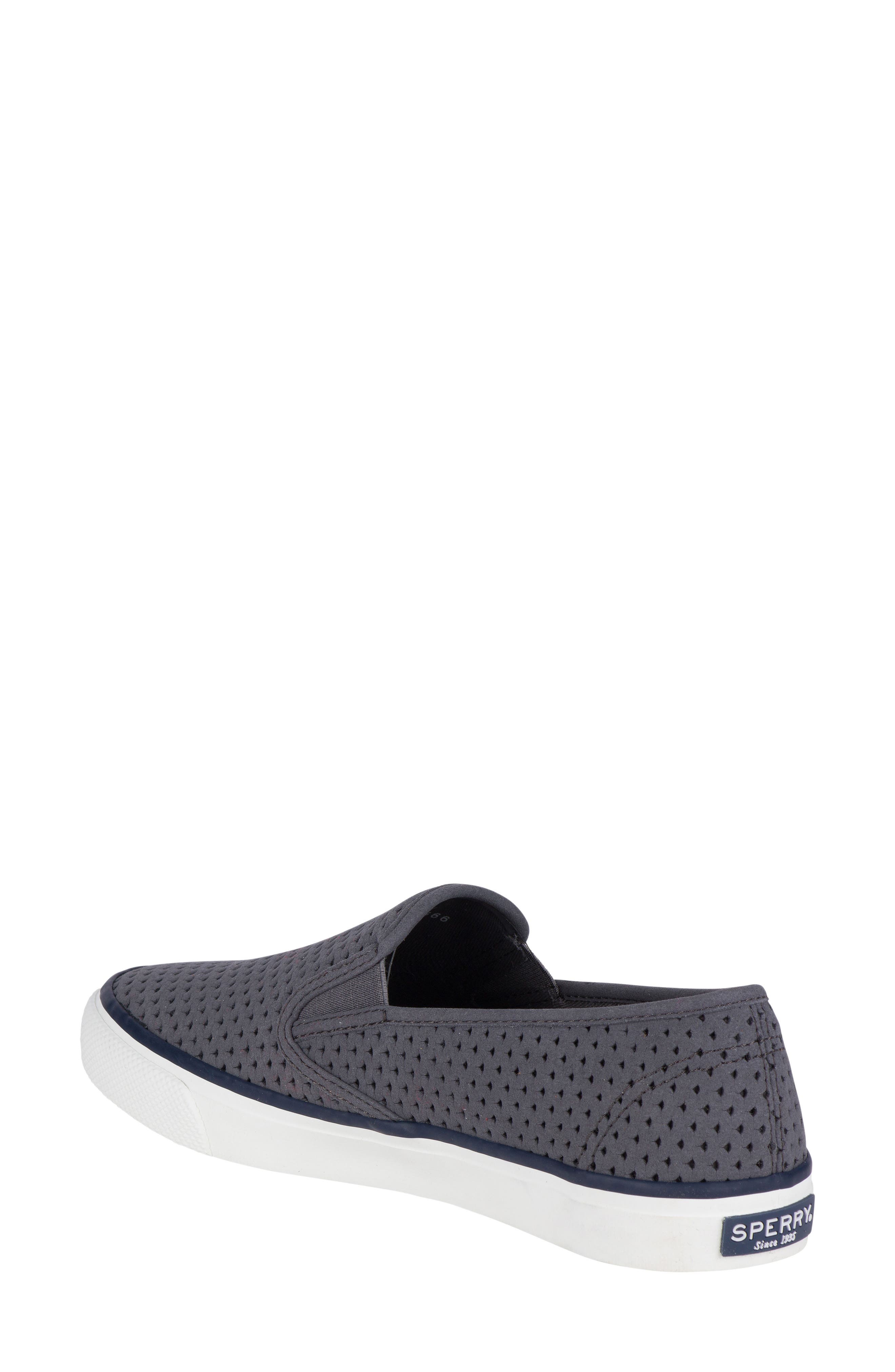 Sperry 'Seaside' Perforated Slip-On Sneaker, Alternate, color, DARK GREY LEATHER