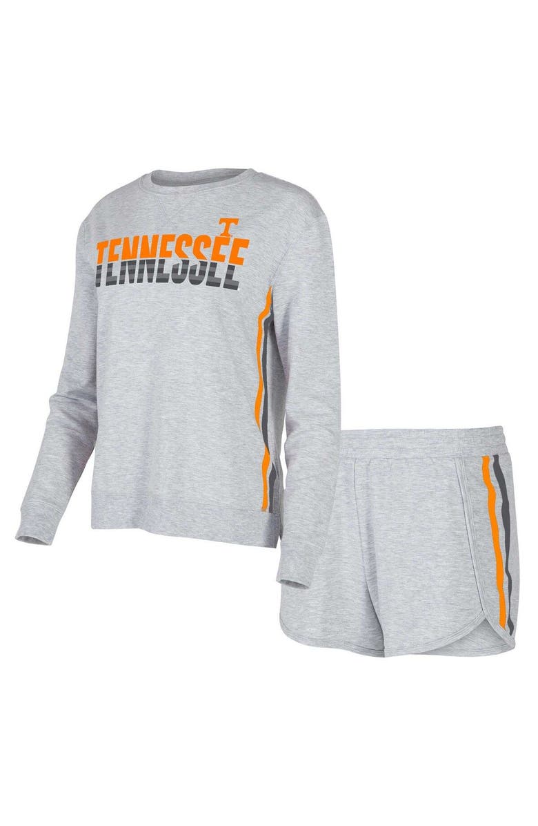 CONCEPTS SPORT Women's Concepts Sport Gray Tennessee Volunteers Cedar Tri-Blend Long Sleeve T-Shirt & Shorts Sleep Set, Main, color, Gray
