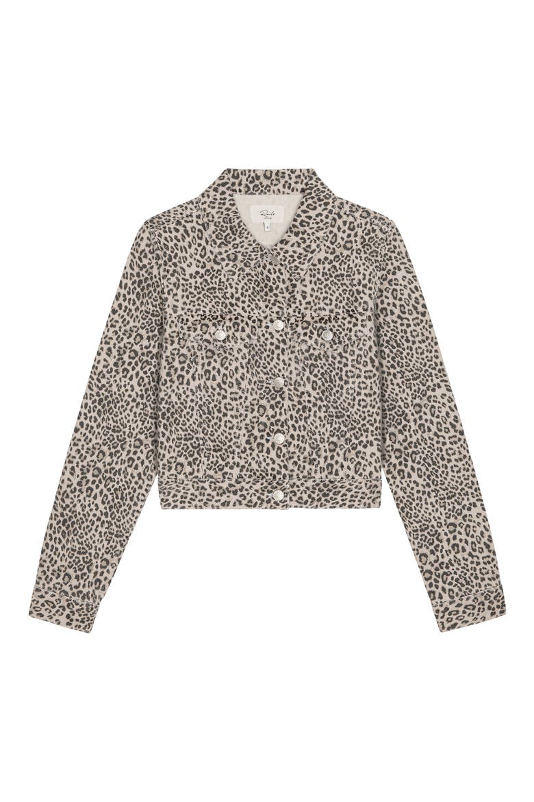 Brea Cheetah Print Denim Jacket, Alternate, color, ECRU CHEETAH