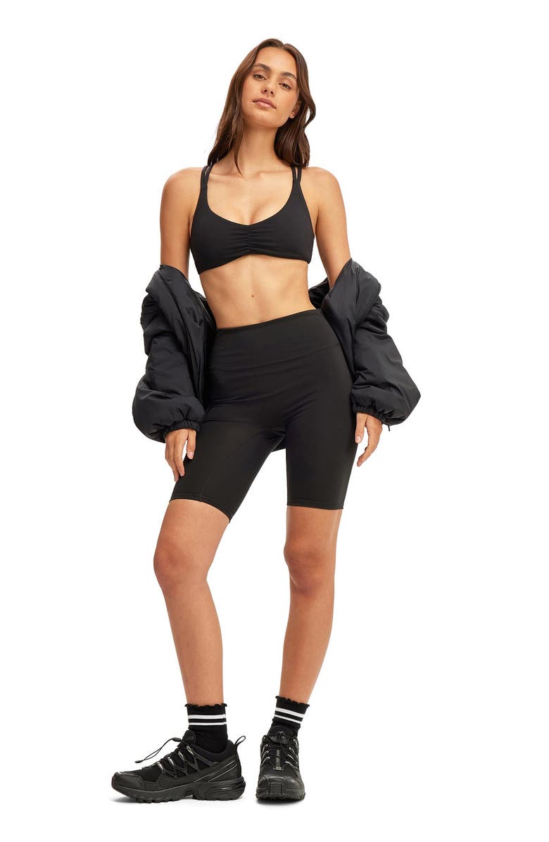 COTTON ON BODY Women's Active Ultra Soft Scrunch Front Strappy Crop, Alternate, color, Black