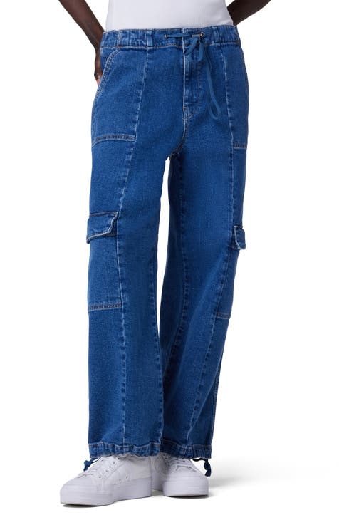 Drawcord Wide Leg Cargo Parachute Jeans (Chill)