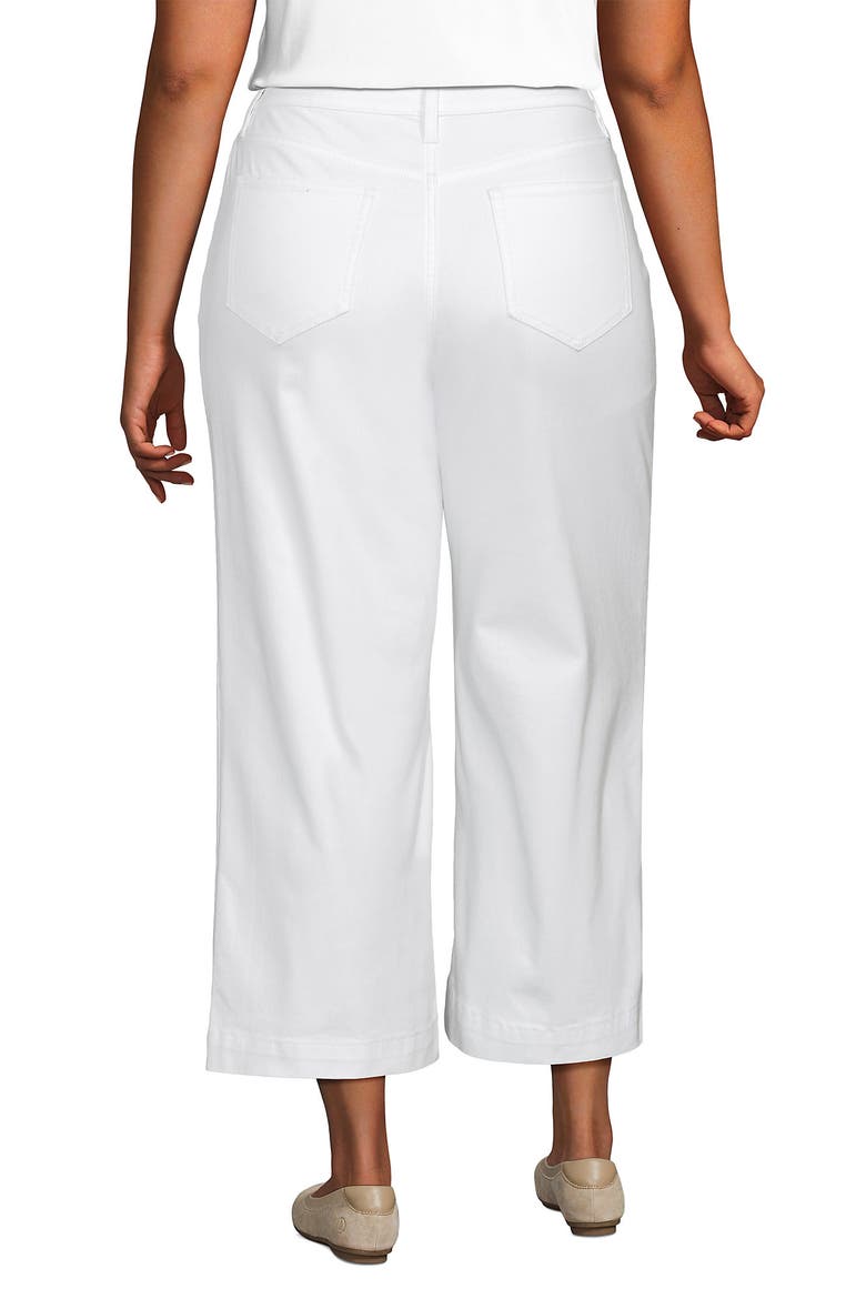 Plus Size Denim High Rise Wide Leg Crop Jeans, Alternate, color, White