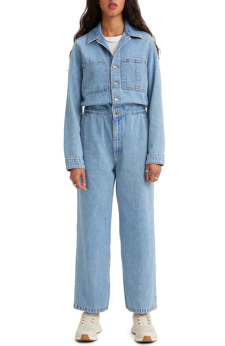 Levi's<sup>®</sup> Iconic Long Sleeve Denim Jumpsuit, Main, color,