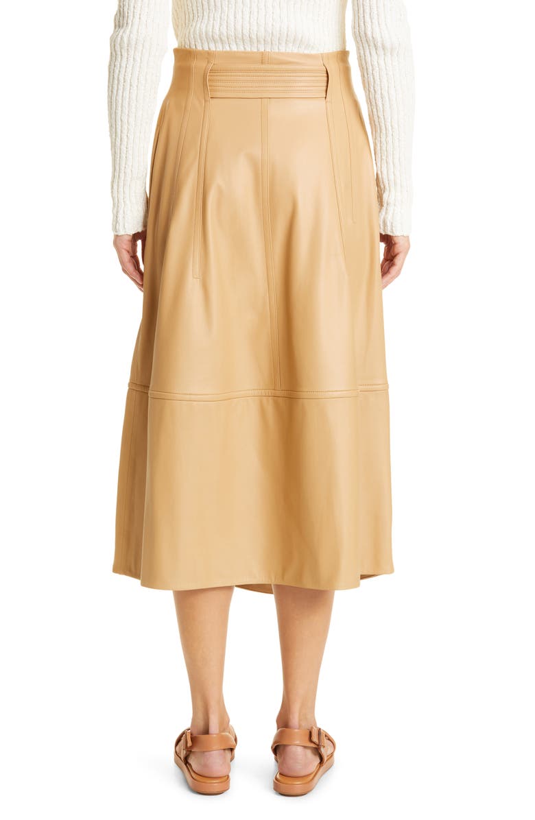 Vince Topstitch Belted Leather Skirt, Alternate, color, 