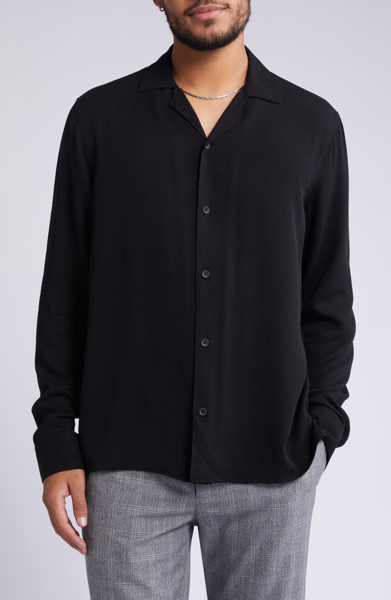 Open Edit Solid Notch Collar Shirt, Main, color, 