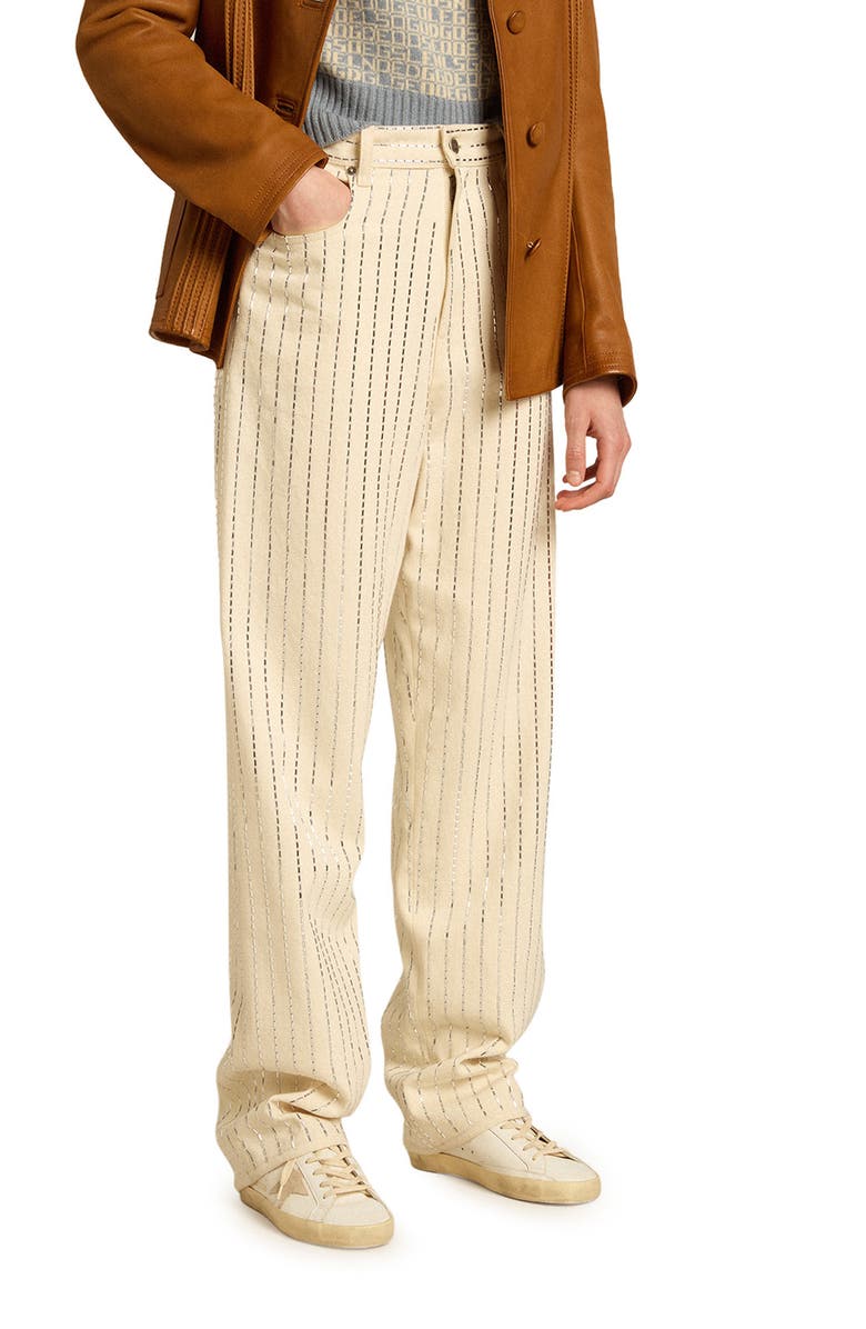 Golden Goose Kim Studded Stripe Cotton Denim Straight Leg Jeans, Main, color, 