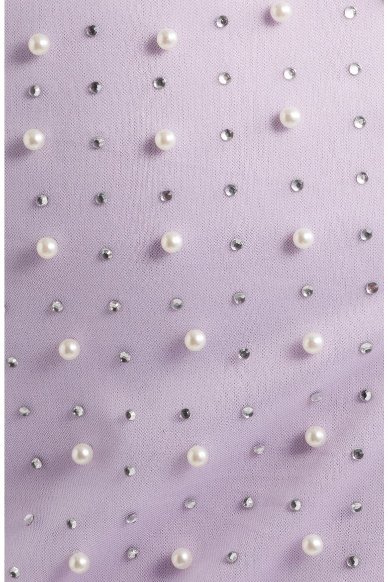 Beaded & Rhinestone Long Sleeve Minidress, Alternate, color, LILAC