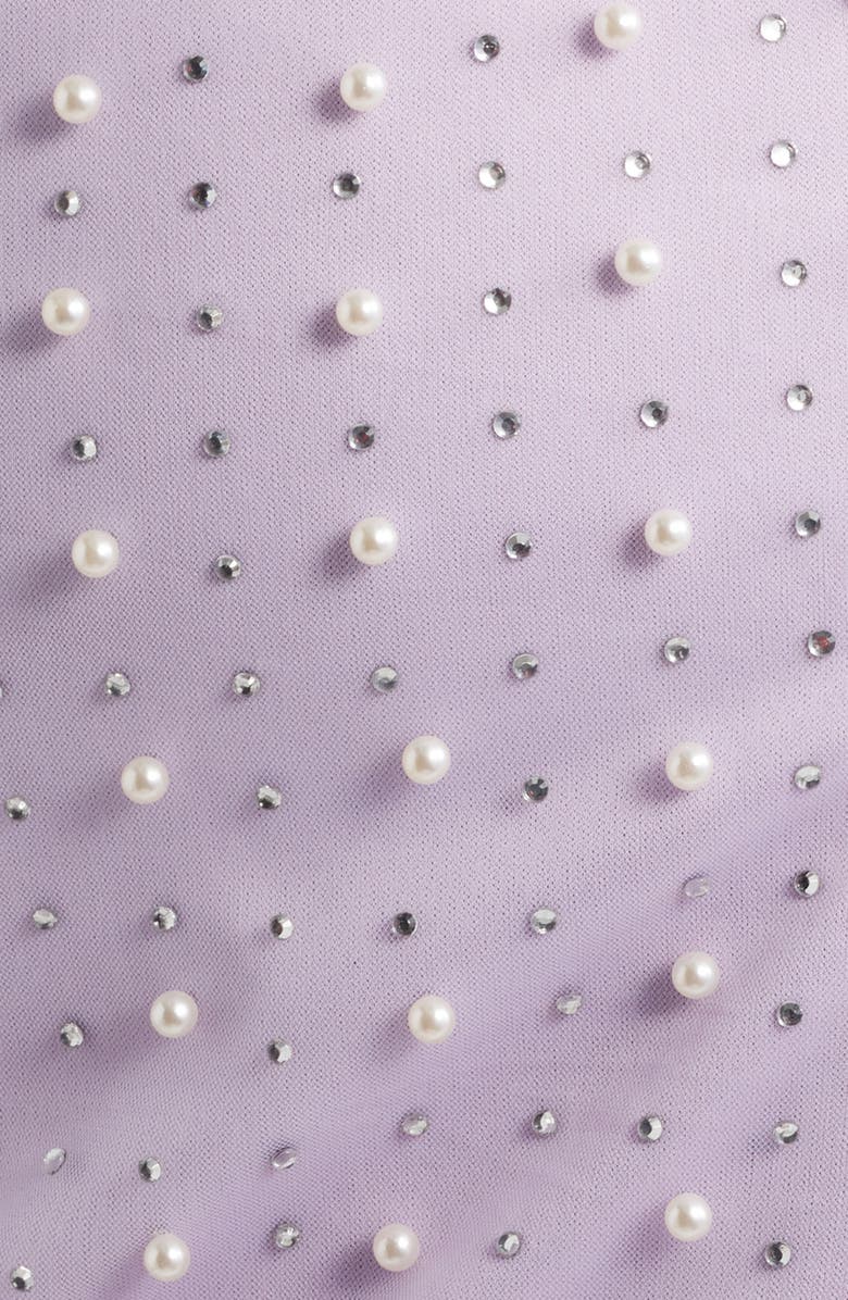 Jump Apparel Beaded & Rhinestone Long Sleeve Minidress, Alternate, color, Lilac