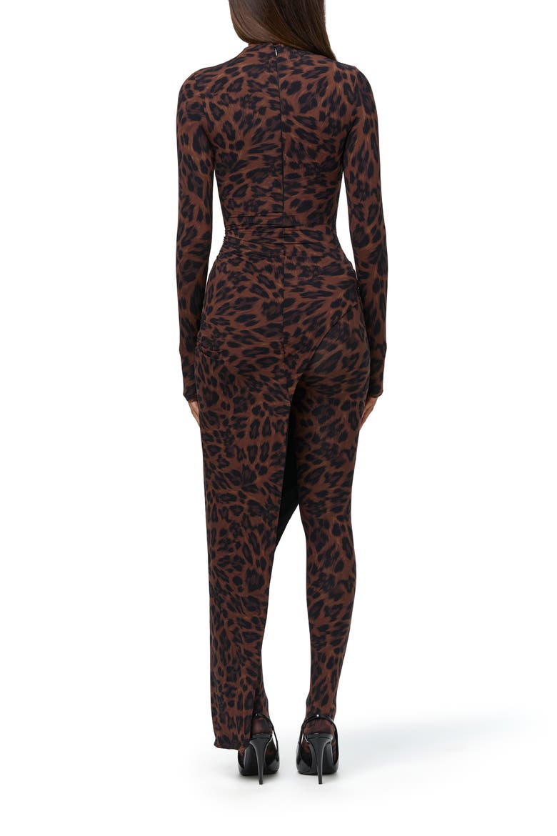 Funnel Neck Long Sleeve Jumpsuit Dress, Alternate, color, BRUSHED LEOPARD