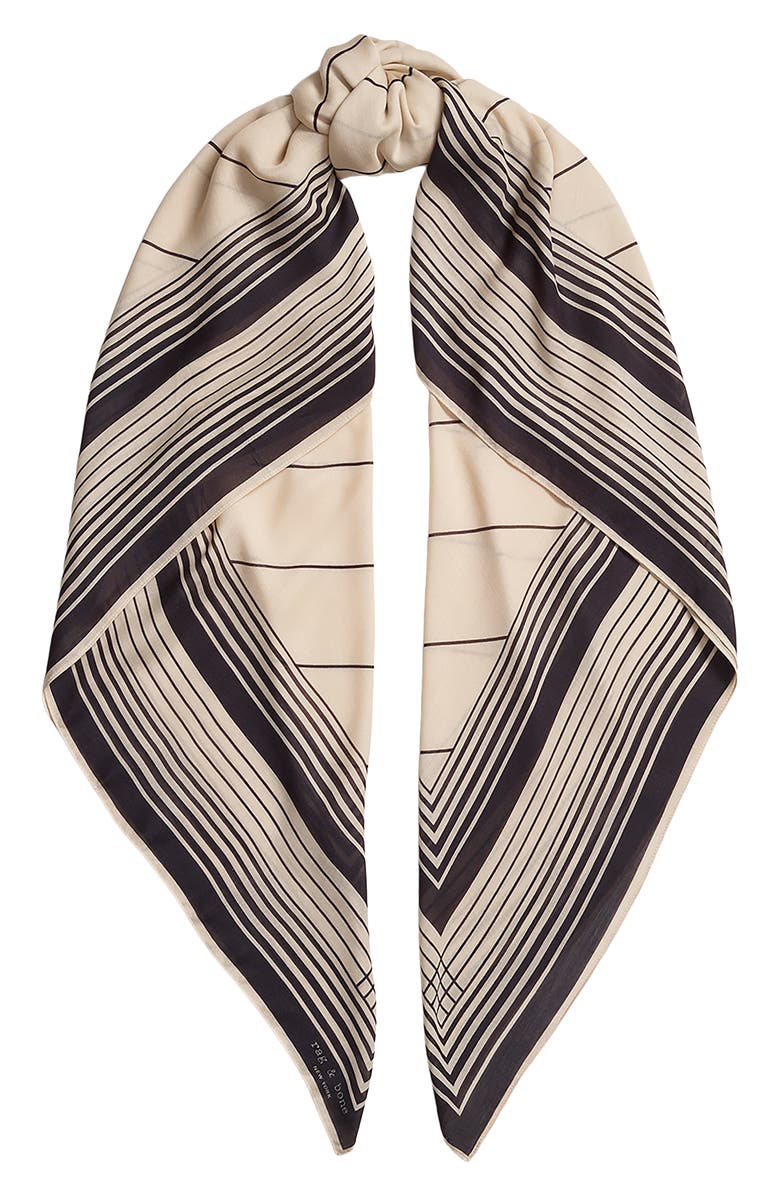 rag & bone Erina Stripe Scarf, Alternate, color, Sand Black Stripe