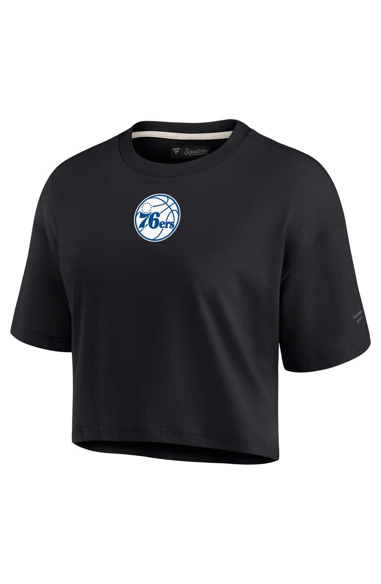 Fanatics Signature Women's Fanatics Signature Black Philadelphia 76ers Elements Super Soft Boxy Cropped T-Shirt, Alternate, color, Black