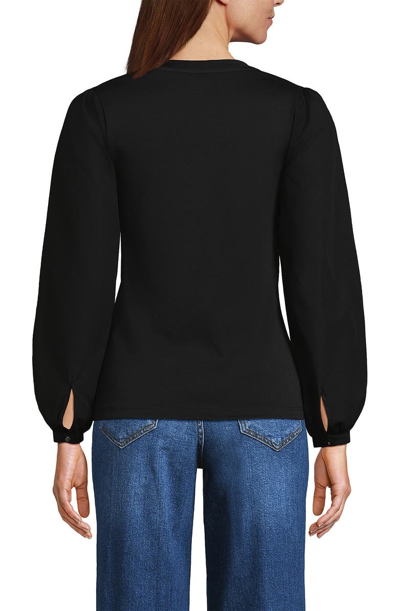 Lands' End Supima Interlock Scoop Neck Blouson Sleeve Top, Alternate, color, 
