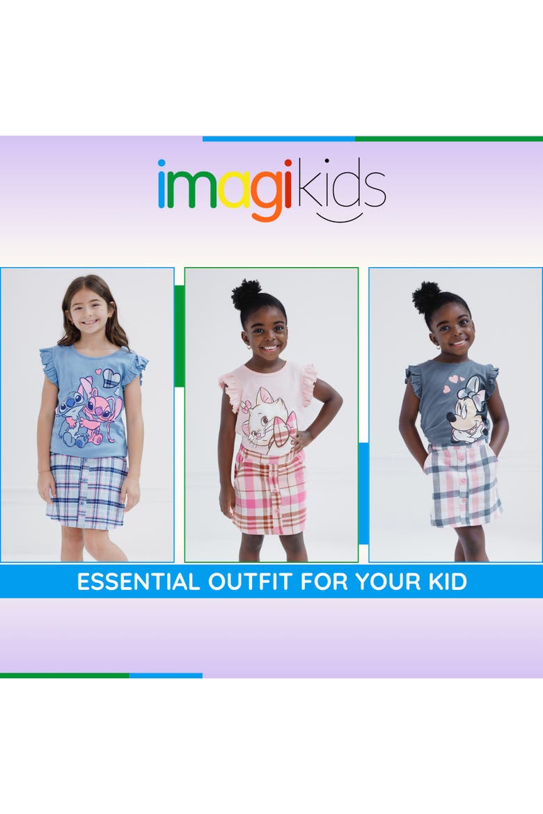 Lilo & Stitch 2-Piece T-Shirt and Plaid Skirt Set, Alternate, color, Blue Stitch Angel