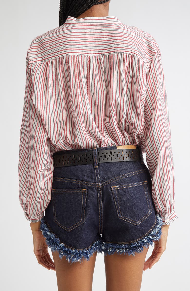 Isabel Marant Étoile Sapha Long Sleeve Stripe Button-Up Shirt, Alternate, color, Ecru/ Red